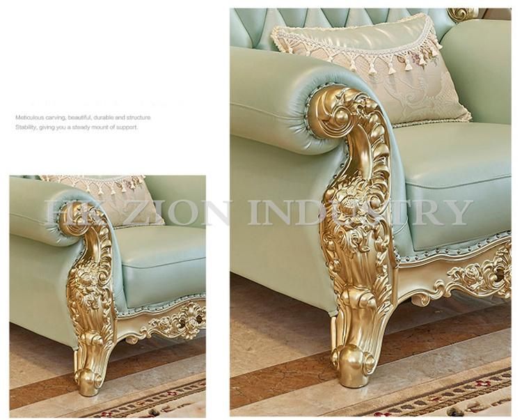 High Quality Modern Royal Palace Furniture European Style Home Furniture Living Room Sofa Sectional Sofa Living Room Furniture Gold Frame Sofa