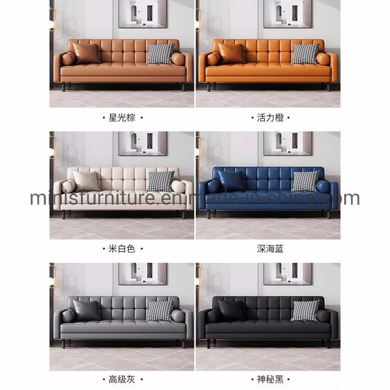 (MN-SF82) Light Luxury Leather Small House Furniture Simple Italian Apartment Living Room Sofa