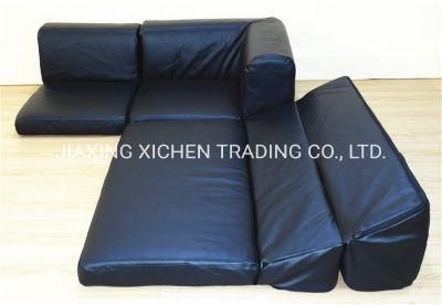 Hiccen Black Leather Office Combination Corner Sofa Day-Bed