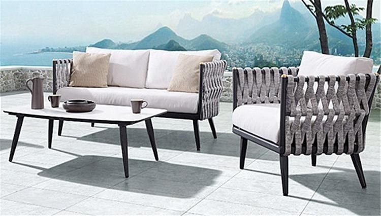 Popular Garden Patio Outdoor Sofa Set Aluminum Rope Woven Garden Furniture Set