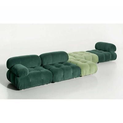 Minimalist Home Furniture Modular Sofa Italian Style Villa Living Room Square Corner Sofa Set Velvet Fabric Button Sectional Sofa