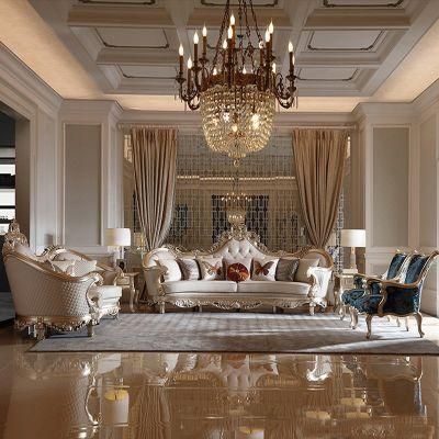 Handmade Wood Carved Luxury Living Room Sofa Furniture in Optional Sofas Seat and Furnitures Color