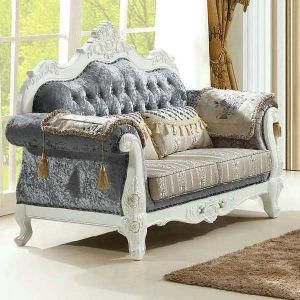 White Color Royal Living Room Furniture Ice Velvet Fabric Sofa (162)