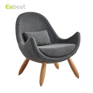 Modern Grey Fabric Sofa for Home Hotel Lobby Furniture with Solid Wood Base