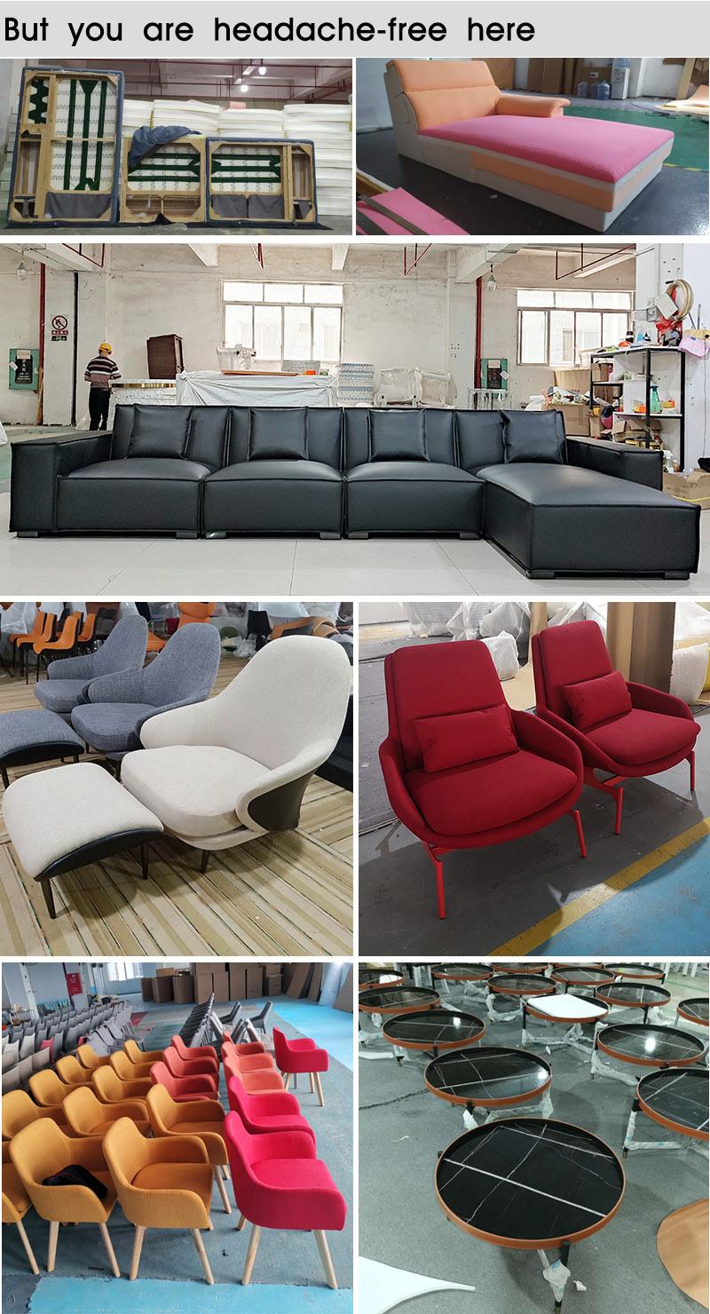 Modern Fabric Sectional Sofas with Leather Arm Chair and Coffee Table