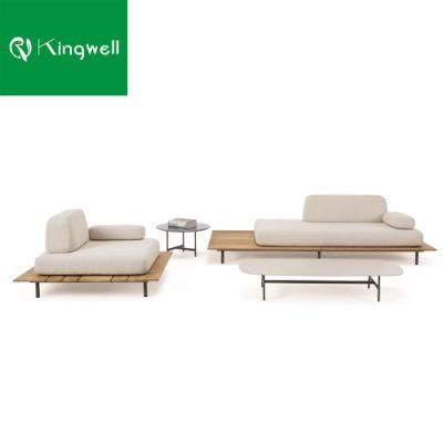 Eco-Friendly Outdoor Furniture Teak Frame Aluminum Sofa for Villas