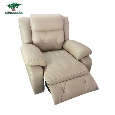 American Style Living Room Furniture Genuine Recliner Leather Corner Wood Frame Sofa