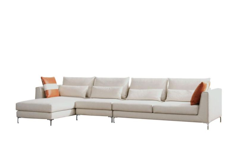 Modern White Fabric Sofa Live Room Corner Sofa Set