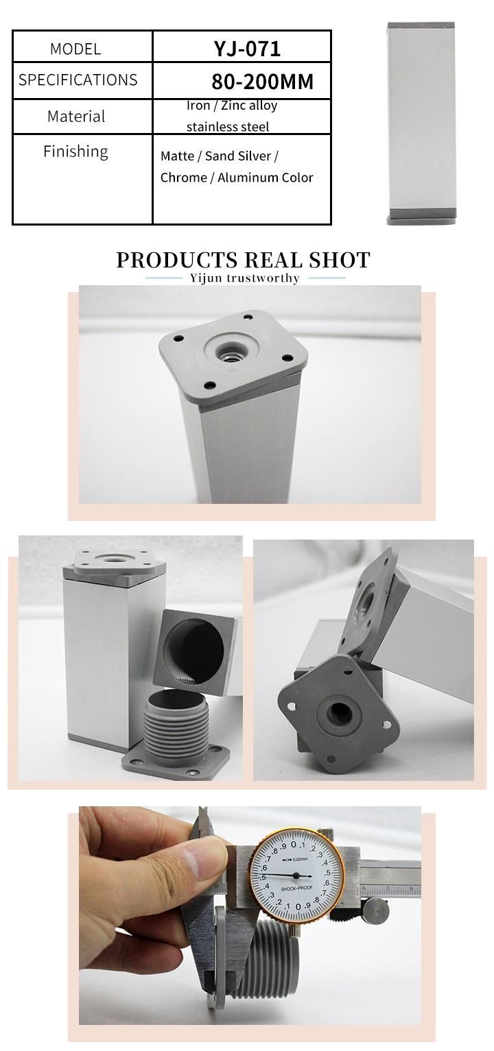 Square Luxurious Sofa Aluminum Leg Cabinet Leg for Furniture