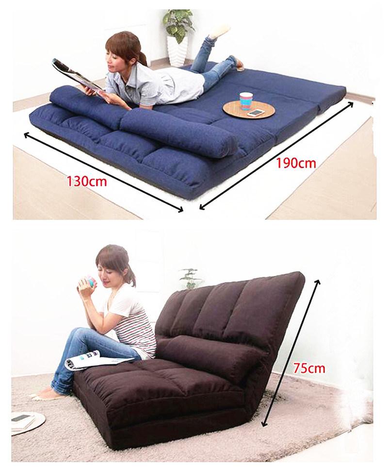 Blue Fabric Floor 2-Seat Sofa-Bed