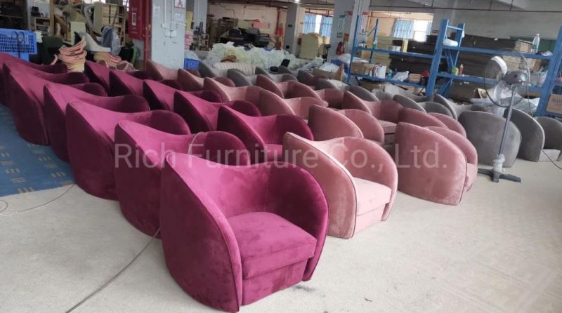 Comfortable Gold Metal Legs Accent Sofa Chair Fabric Pink Living Room Furniture Leisure Armchair