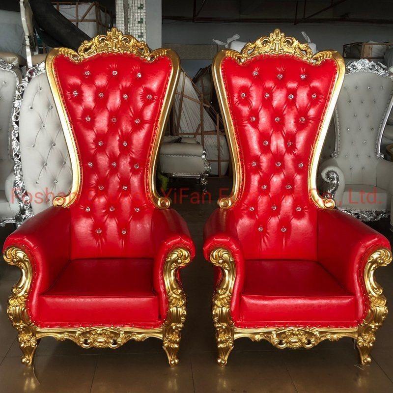 Hotel Lobby Furniture High Back King Throne Wedding Chairs in Optional Sofa Chair Color and Couch Cover Material