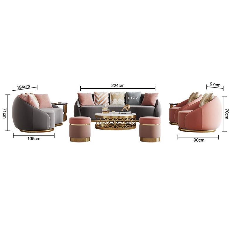 Home Modern Design Dubai Living Room Furniture Leisure Italian Leather White Sofa Luxury Couch with Wholesale Price