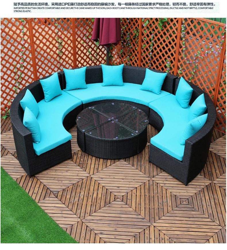 Round Rattan Sofa Leisure Tea Table Combination Sofa