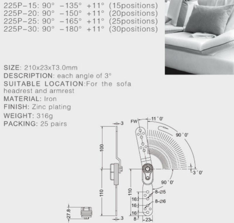 Sofa hardware metal headrest mechanism self closing hinges iron bracket click clack sofa hinge