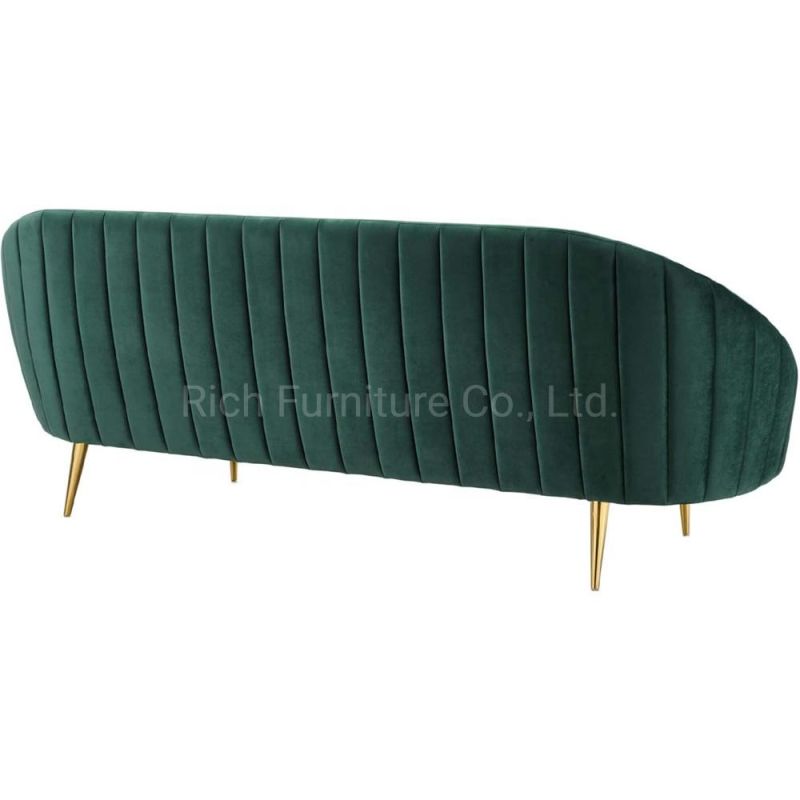 Home Modern Chaise Lounge Sofa Living Room Green Velvet Lovesets Sleeper Sofa