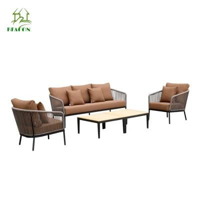 Casual Selection Outdoor Furniture Half Round Rattan Weaving Sofa with Cushion