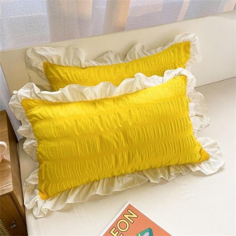 Pillow Case Ins Girl Princess Style Small Fresh and Lovely Solid Color Single Korean Lace Dormitory Pillowcase