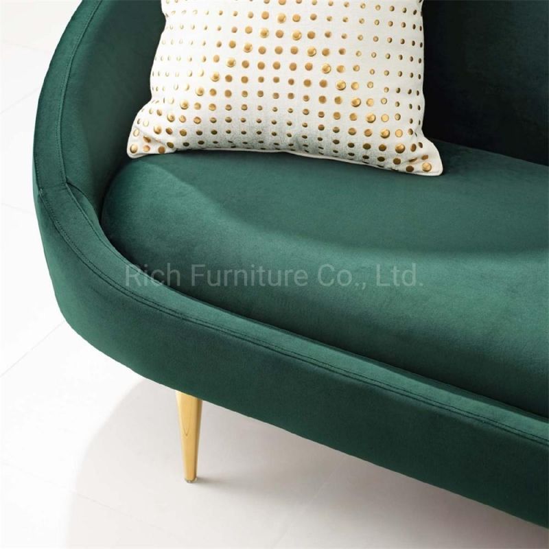 Home Modern Chaise Lounge Sofa Living Room Green Velvet Lovesets Sleeper Sofa