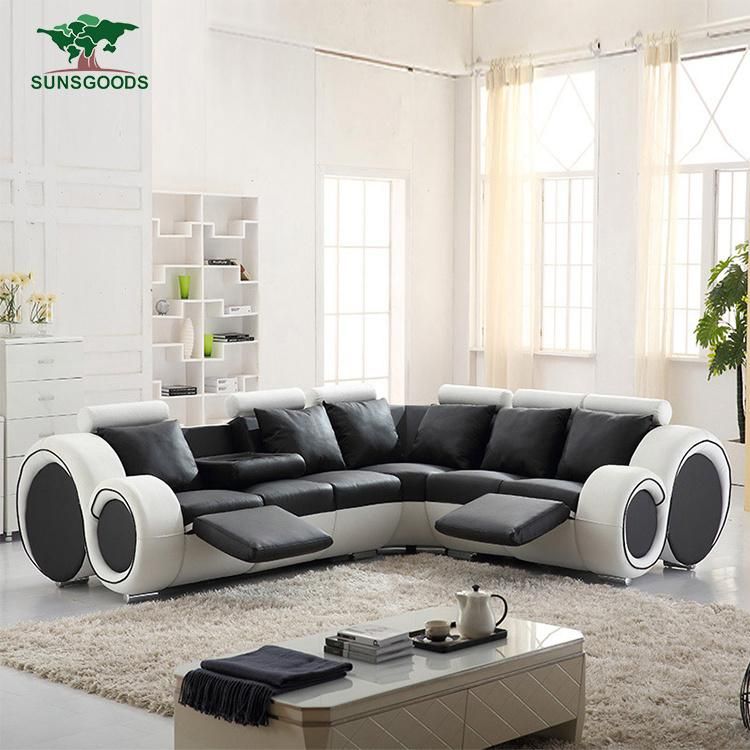 Fashion Design Wheel Look Genuine Leather Sofa Set for Sale