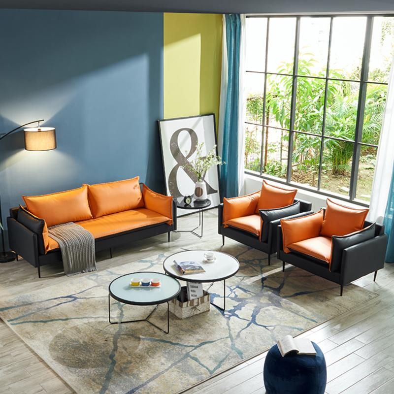 1 Seat 2 Seat Orange Balck Business Sofa Set for Office Reception