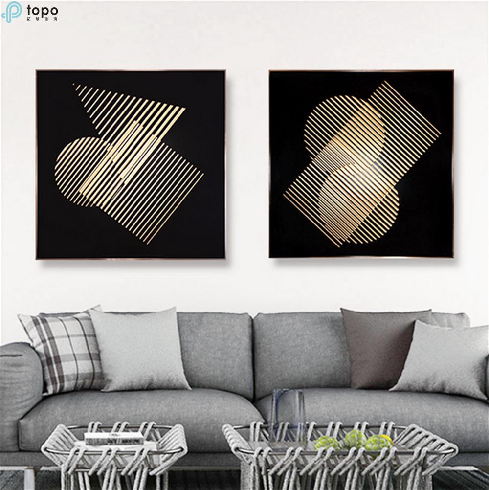 H500mmx500mm Geometric Overlap Design Art Glass Painting for Hanging Decoration (MR-YB6-2044A)