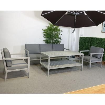 Outdoor Fabric Garden Sofa Set with Aluminum Table Wicker Sofa