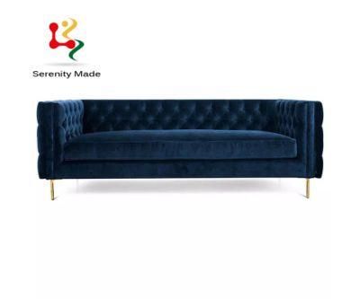 High-End Modern Bar Furniture Velvet Upholstered Metal Legs Lounge Couch Sofa