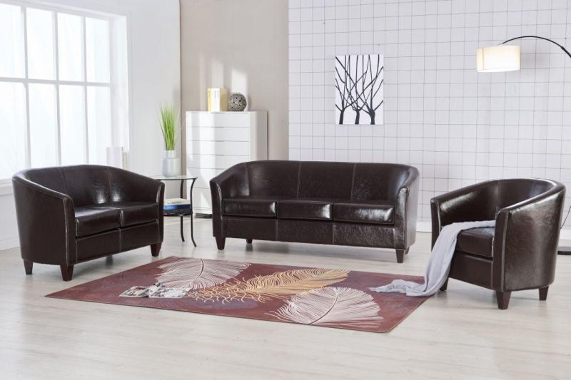 Living Room Furniture Arcuate Comfortable 1+2+ 3 Seater Office Modern Artificial Synthetic Leather Sofa