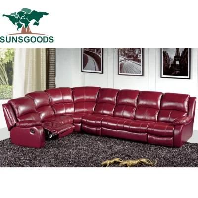 B010A New Luxury Red Home Furniture L Shape Corner Sofa Set