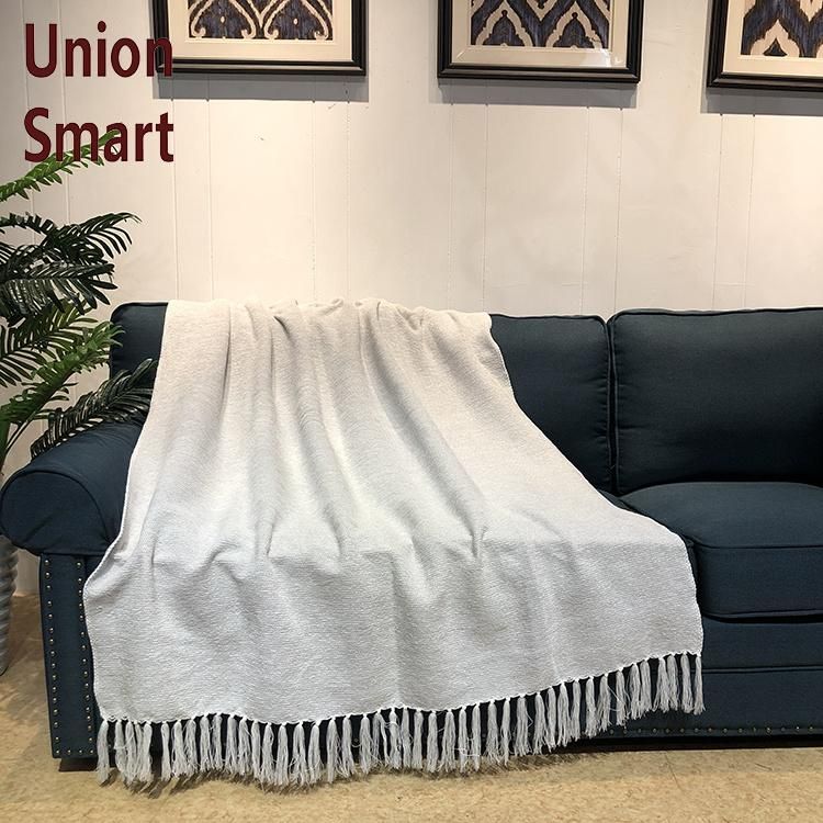 100%Acrylic Plain Woven Pop Corn Sofa Blanket