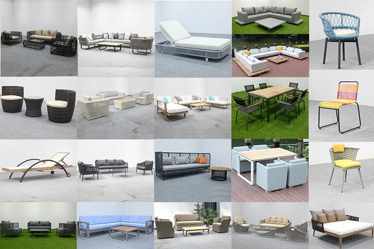 Outdoor Sectional Sofa Set All Weather Rattan Ottoman Furniture with Aluminum Feet