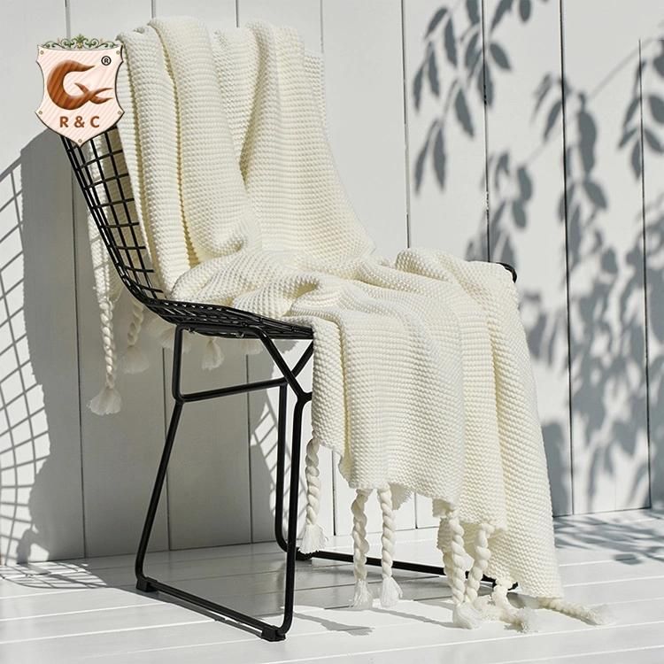 Knitted Wool Throw Blanket for Beds with Tassel Chunky Knit Blankets Sofa Plaid Christmas Decoration for Home