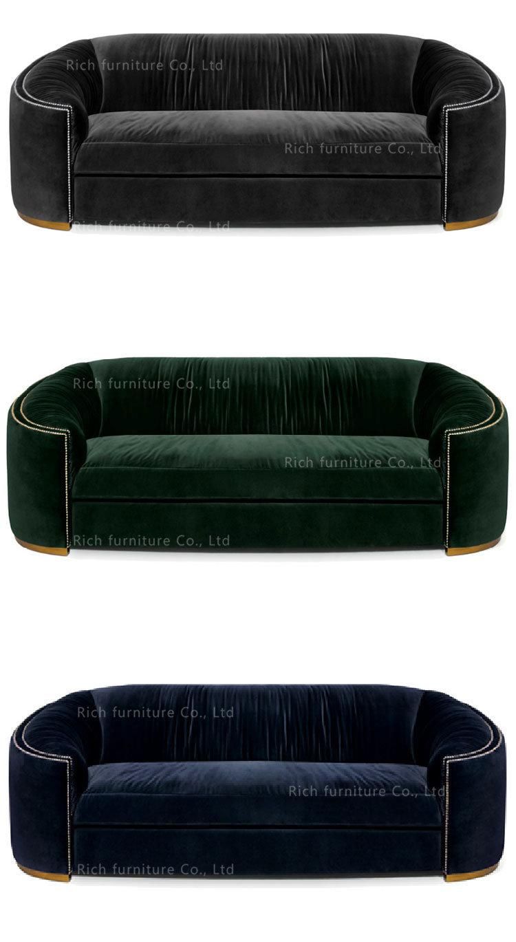 Home Furniture Feather Velvet Sofa for Living Room