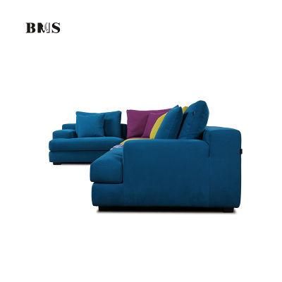 European Style Living Room Contemporary Sectional Modern Blue Corner Sofa