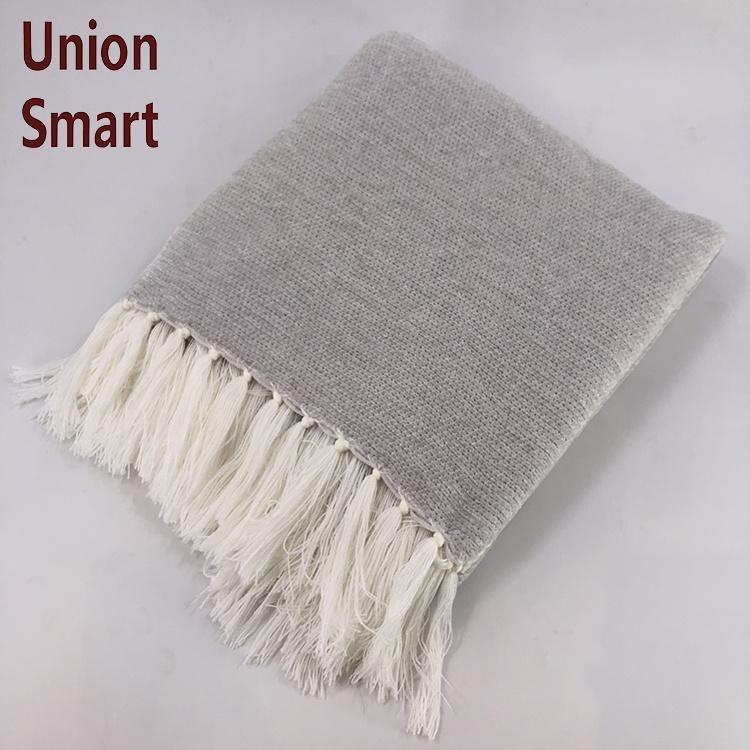 100%Acrylic Plain Woven Pop Corn Sofa Blanket