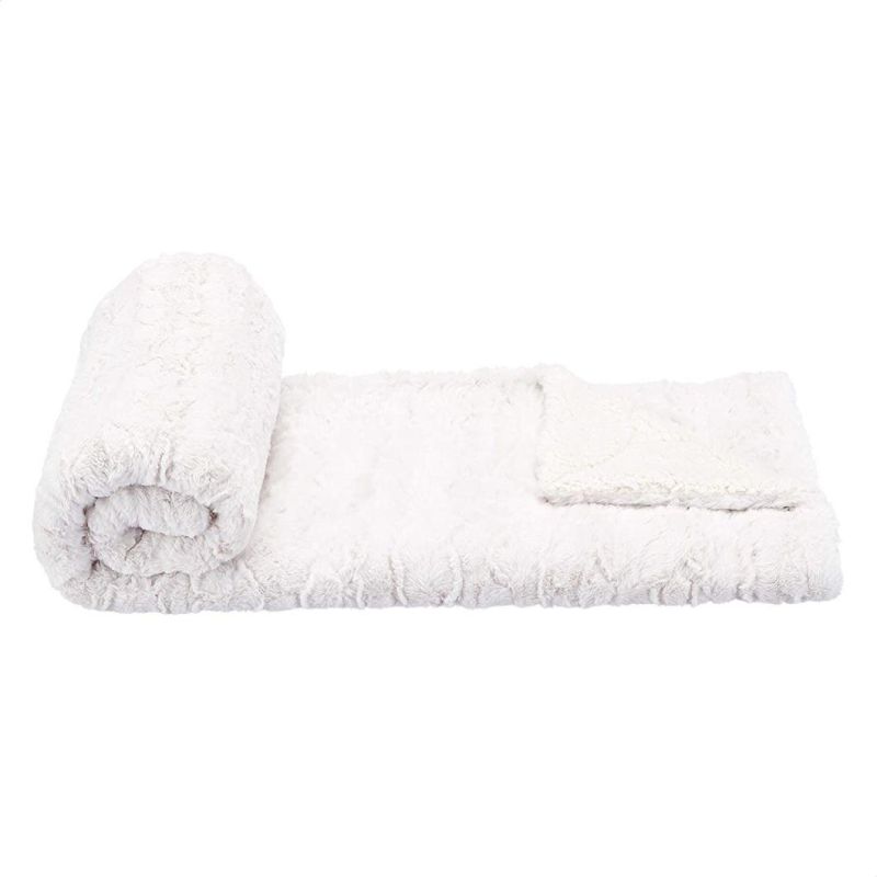 Sofa Warm Milky Plush Blanket Stripe Faux Fur Blanket Cozy Faux Fur Bedding Blankets