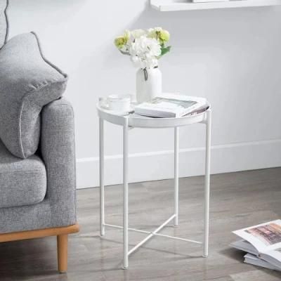 Js Folding Metal Side Table Waterproof Small Coffee Table Sofa