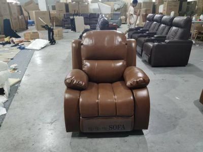 Home Furniture Royal Half Genuine Leather Recliner Sofa, Recliner Single Fabric Sofa