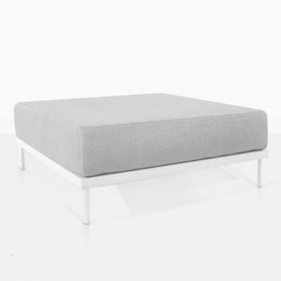 Outdoor Aluminum Ottoman in White with Sofa
