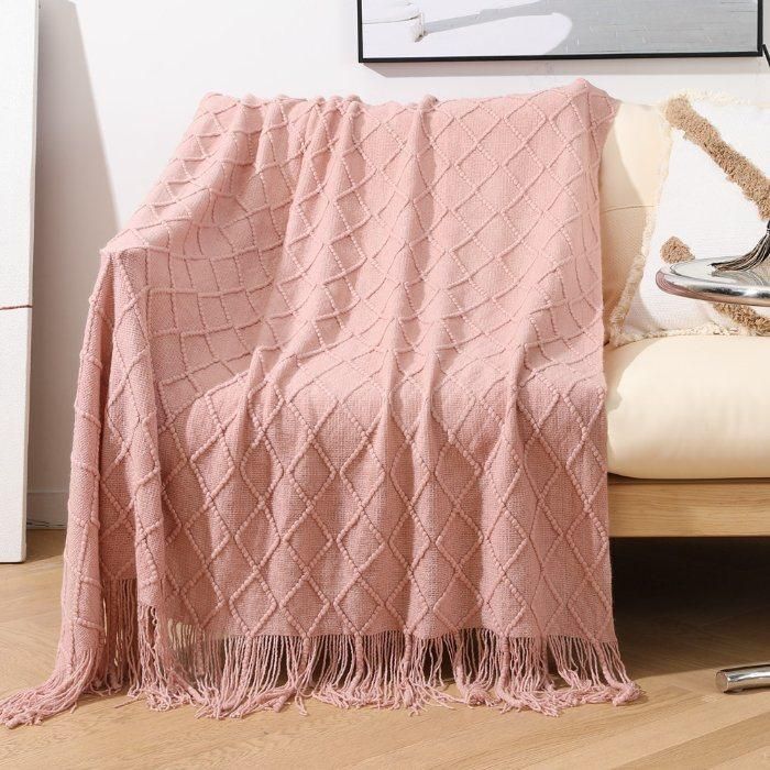 100% Acrylic Knitted Solid Soft Cozy Throw Blanket for Sofa, Couch, Bed, Living Room and Travel (YKY4914)