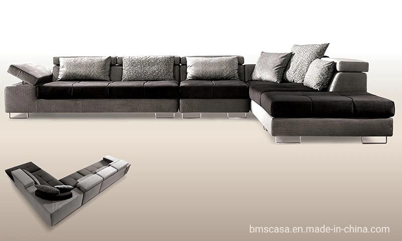 BMS Factory Offer Comfortable with Adjustable Headrest Large Corner Sofa Set