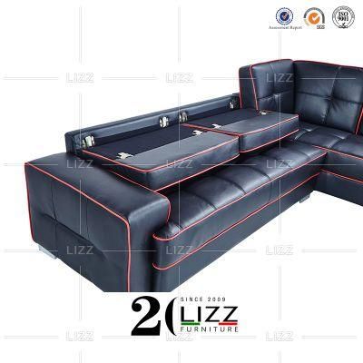 Living Room Modern Leisure Sectional Corner Leather Sofa with Adjustable Headrest