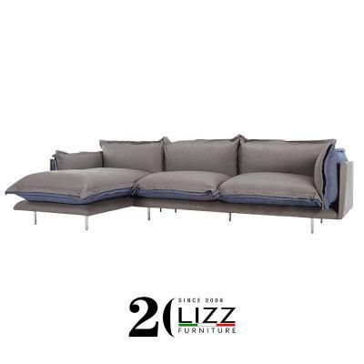Latest Arrival Home Furniture Stainless Steel Leather Sofa with Feather Inside