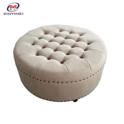 Living Room Furniture Modern Button Tufted Lounge Sofa Chair Round Foot Rest Ottoman