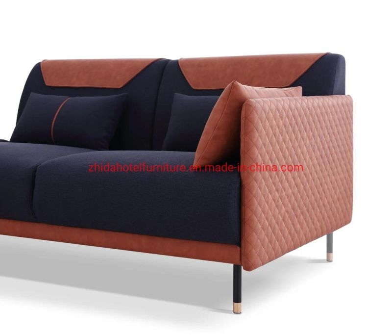 Home Furniture Modern Fabric Leather Wooden Hotel 3 Seat Sofa