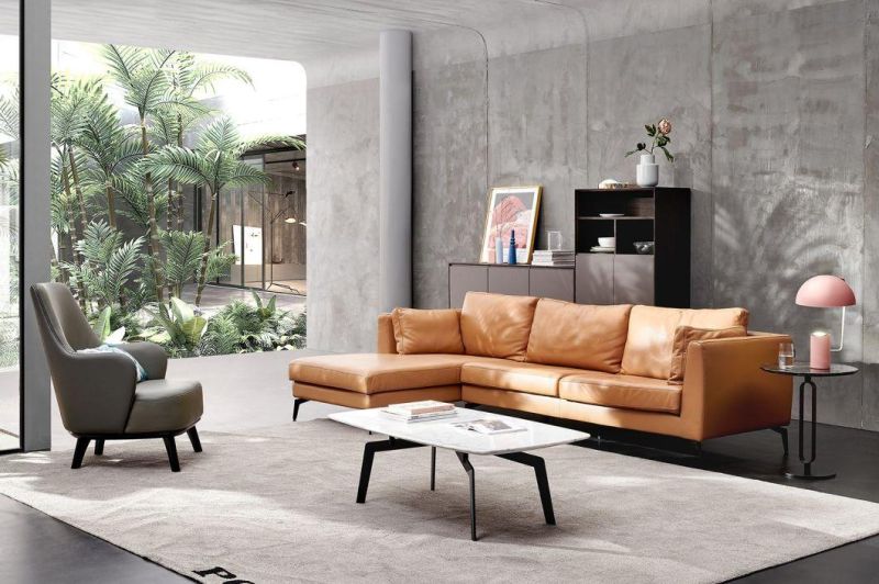 Lm106 Corner Sofa, Genuine Leather Sofas, Italian Modern Design Sofa in Home and Commercial Custom