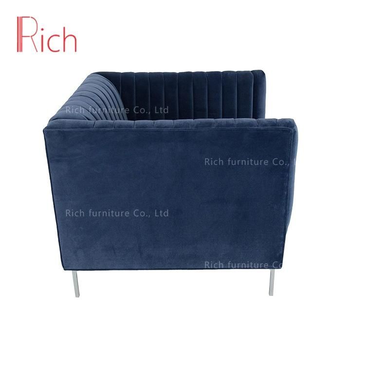 European Style Living Room Furniture Couch Velvet Fabric 1-Seater Sofa