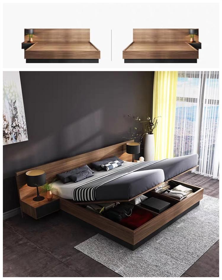 Fixed Customized Living Room Furniture Double Bed with Factory Price