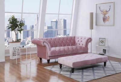 Luxury Tufted Design Velvet Fabric Chesterfield Sofa